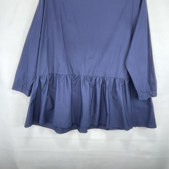 ZARA Basic Collection Top Womens Small Navy Peplum Loose Botton - Picture 4 of 14
